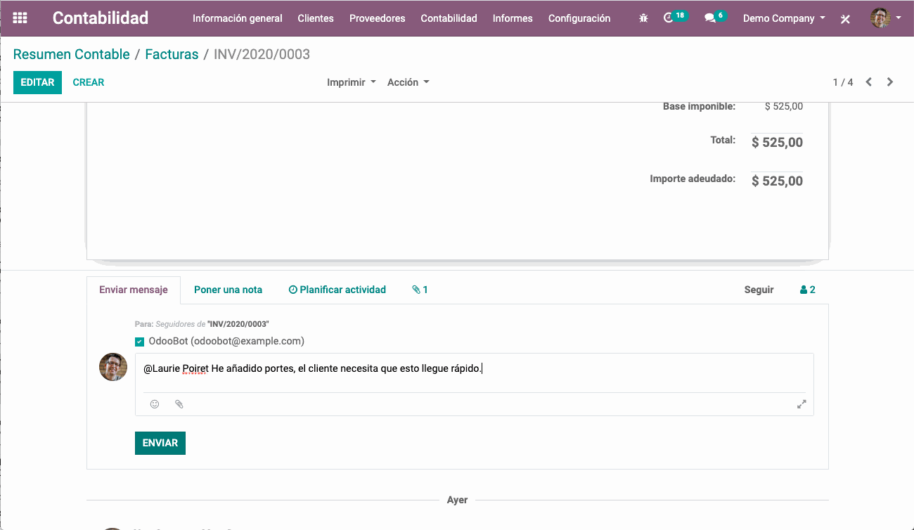 Comunicaciones en Odoo